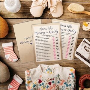 Mommy Daddy Guessing Game 30 Count Card Baby Girl Shower Gender Reveal